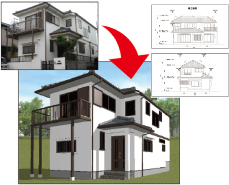 実際のお住まいの写真を CADソフトにてパースに!